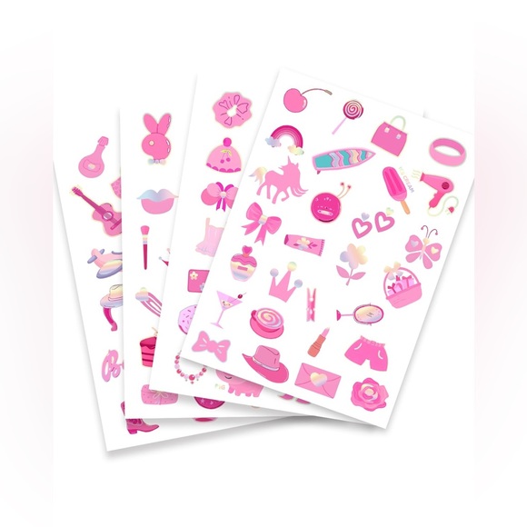 Temporary Tattoos for Girls, Bright Silver Foil. Pink Party Favors, 103 Styles - Picture 1 of 8